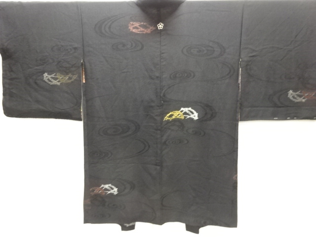 JAPANESE KIMONO / ANTIQUE HAORI / TAISHO ROMAN STYLE / MON KINSHA / URUSHI / WOVEN FENCE